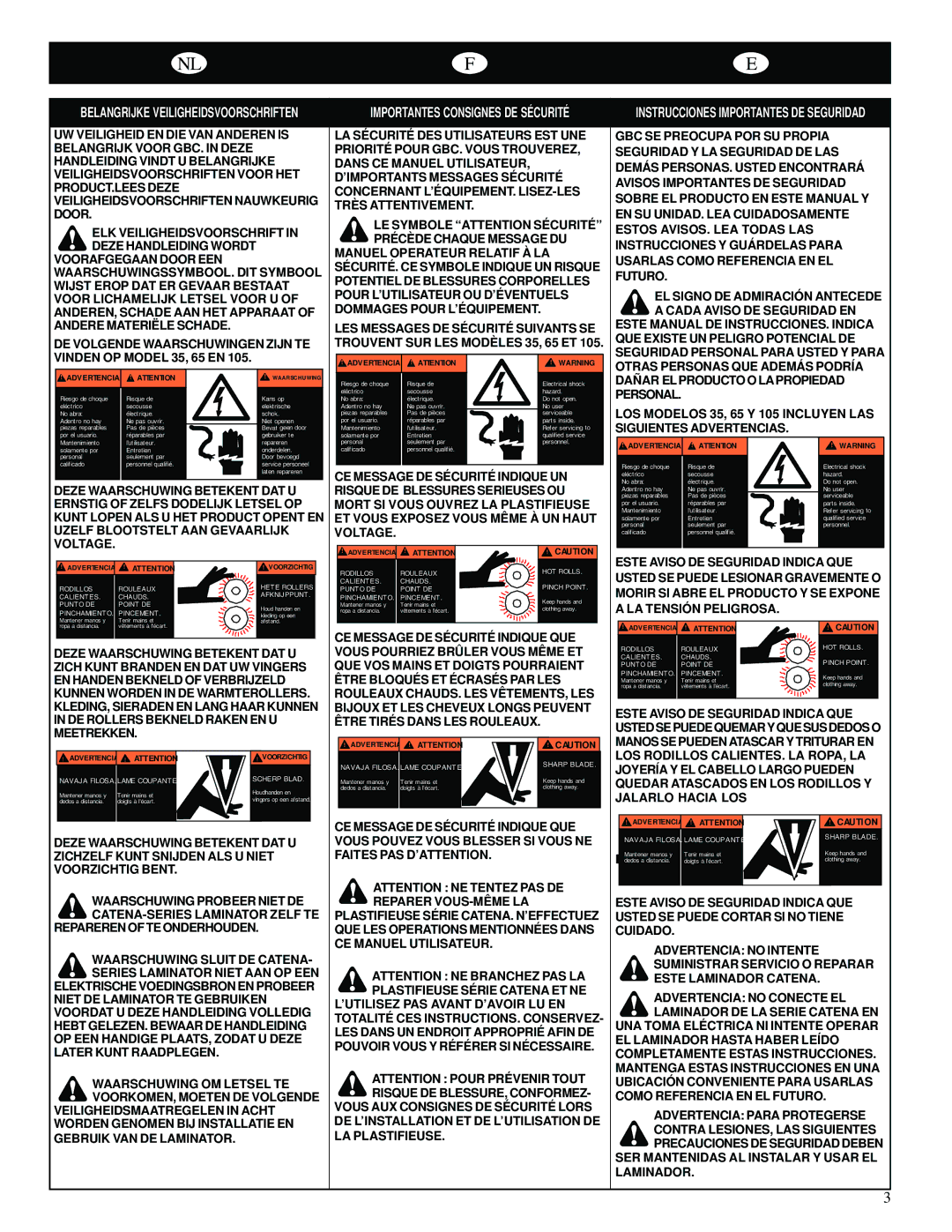 GBC Catena 35 operating instructions Manuel Operateur Relatif À LA, TRE Tiré S Dans LES Rouleaux 