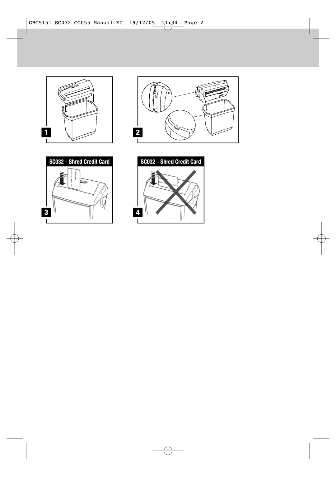 GBC CC055 instruction manual SC032 Shred Credit Card 