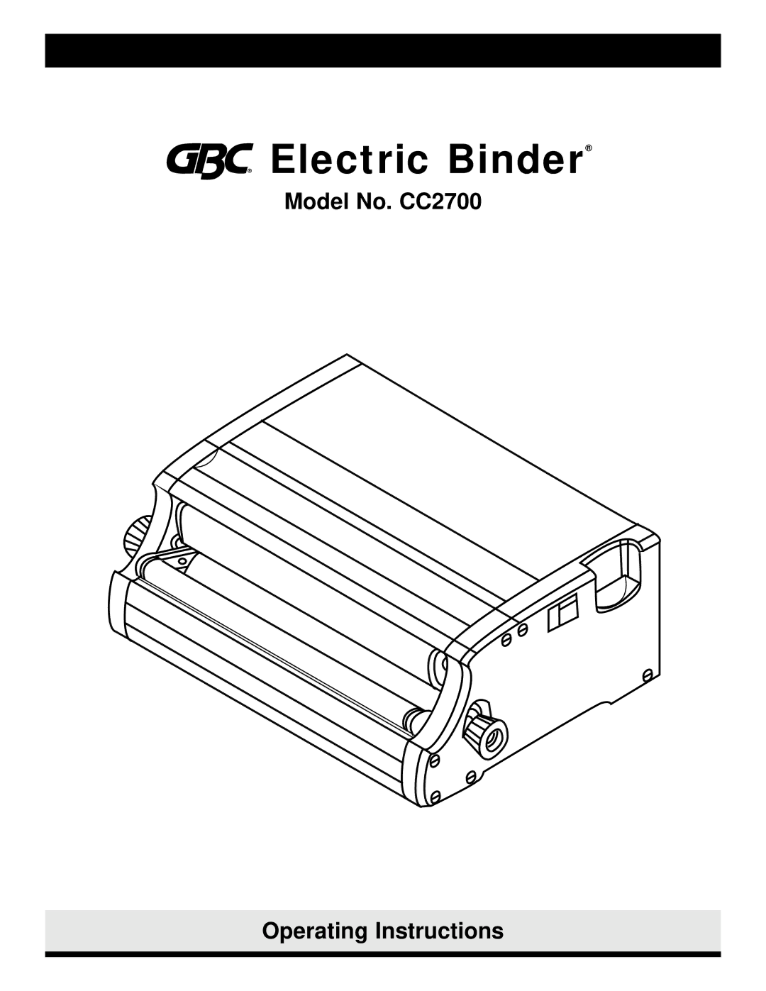 GBC CC2700 manual Electric Binder 