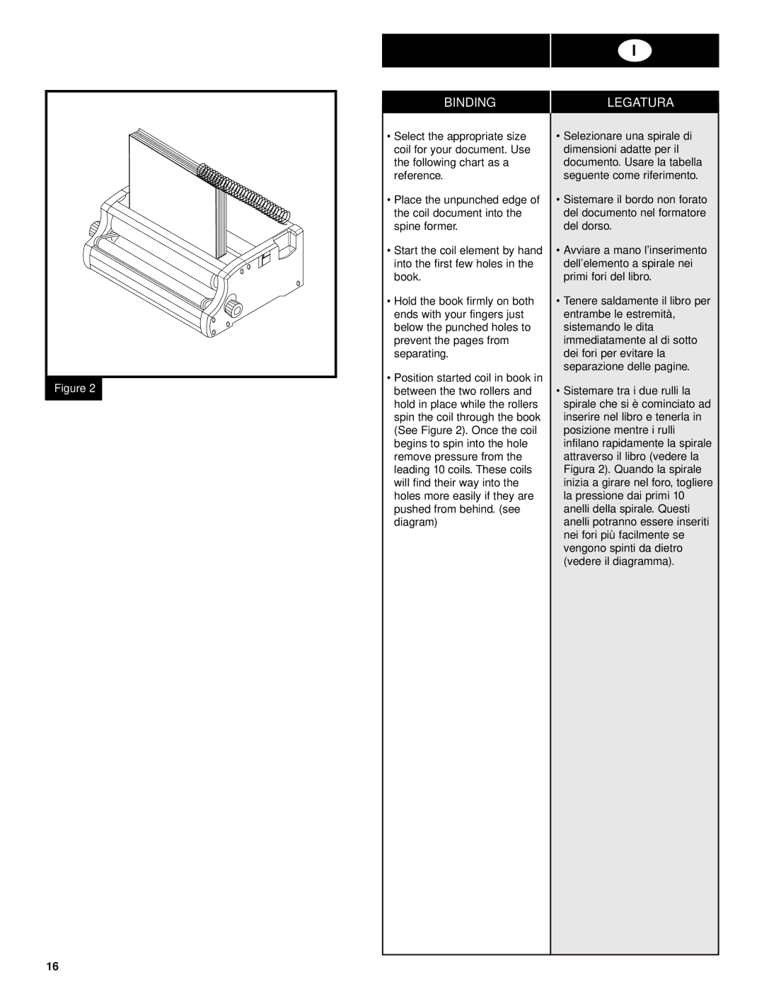 GBC CC2700 manual Binding Legatura 