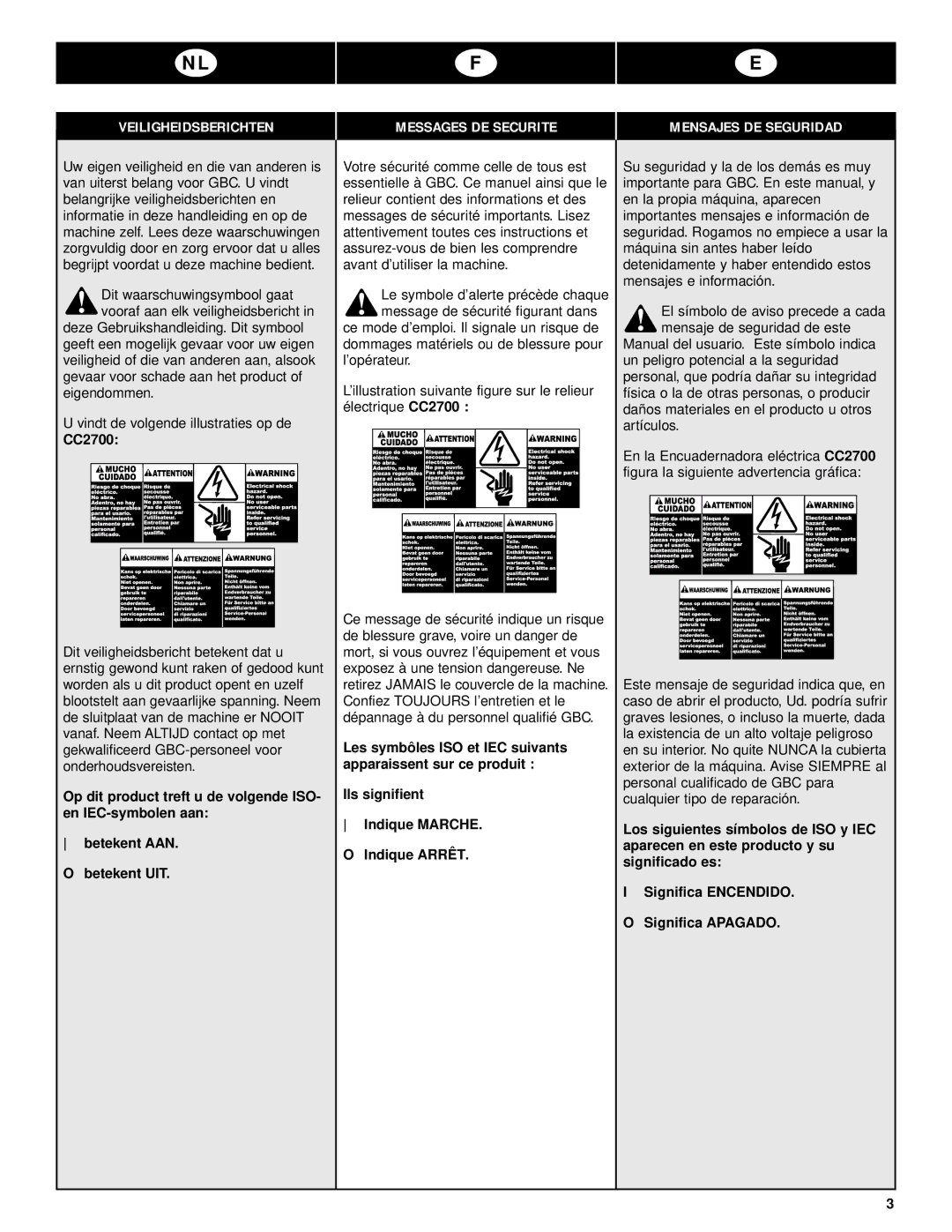 GBC CC2700 manual 