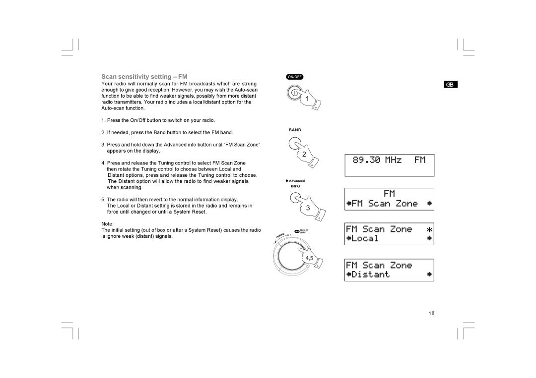 GBC DPR-25+ manual Scan sensitivity setting FM 