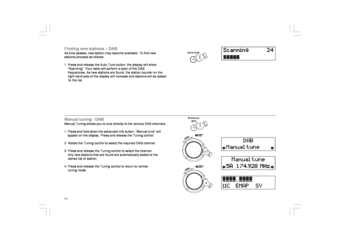 GBC DPR-25+ manual Finding new stations - DAB, Manual tuning - DAB 