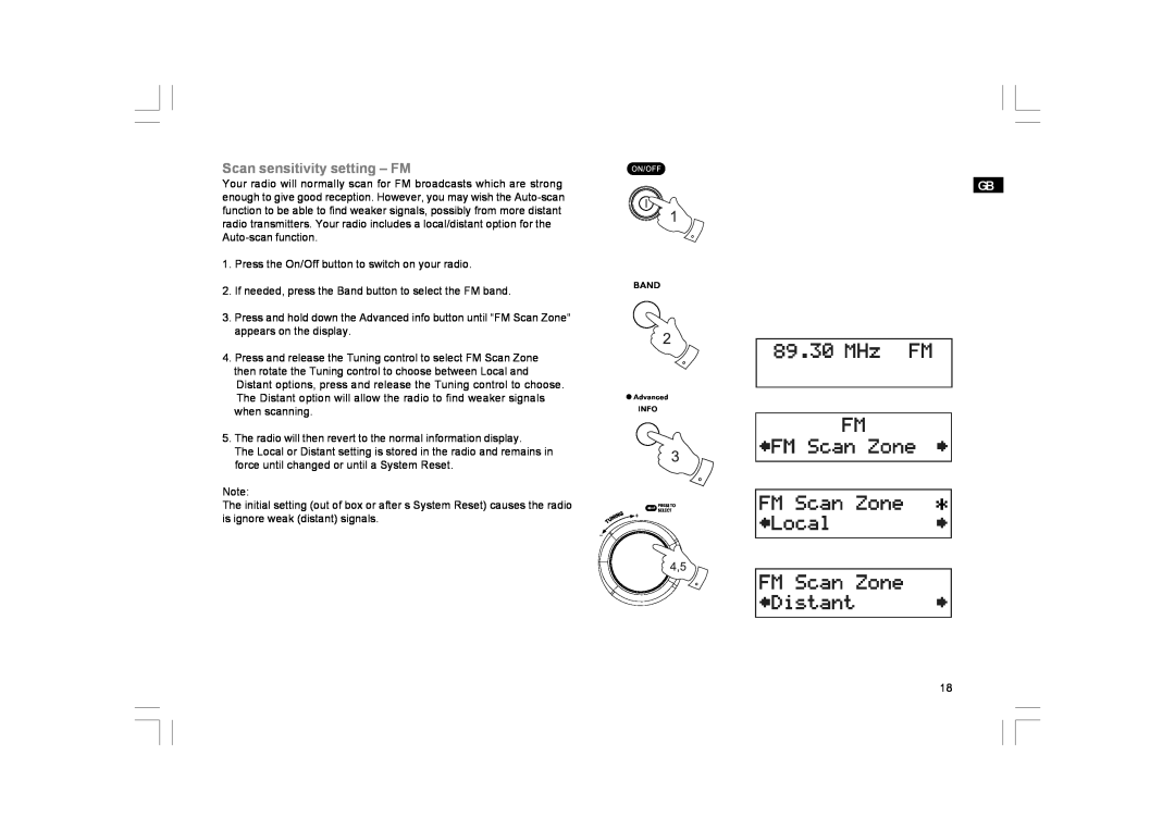 GBC DPR-25+ manual Scan sensitivity setting - FM 