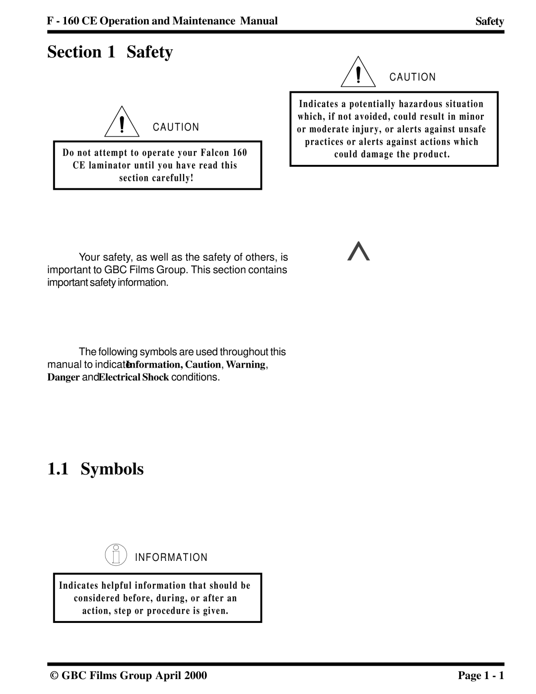 GBC F - 160 CE manual Symbols, F O R M a T I O N 