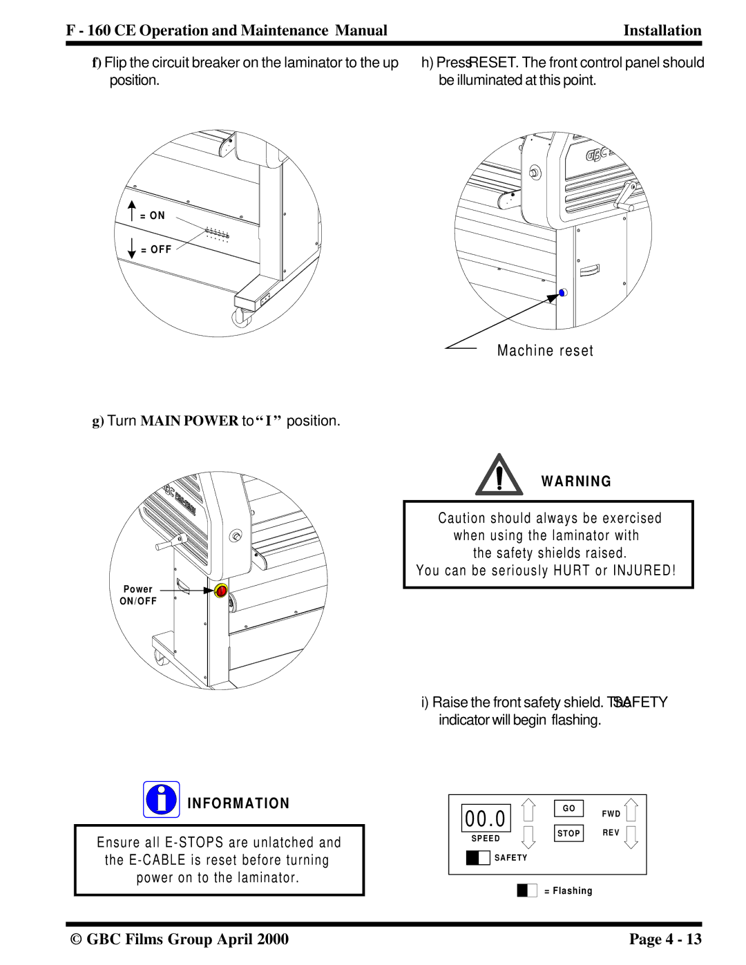 GBC F - 160 CE manual 00.0 