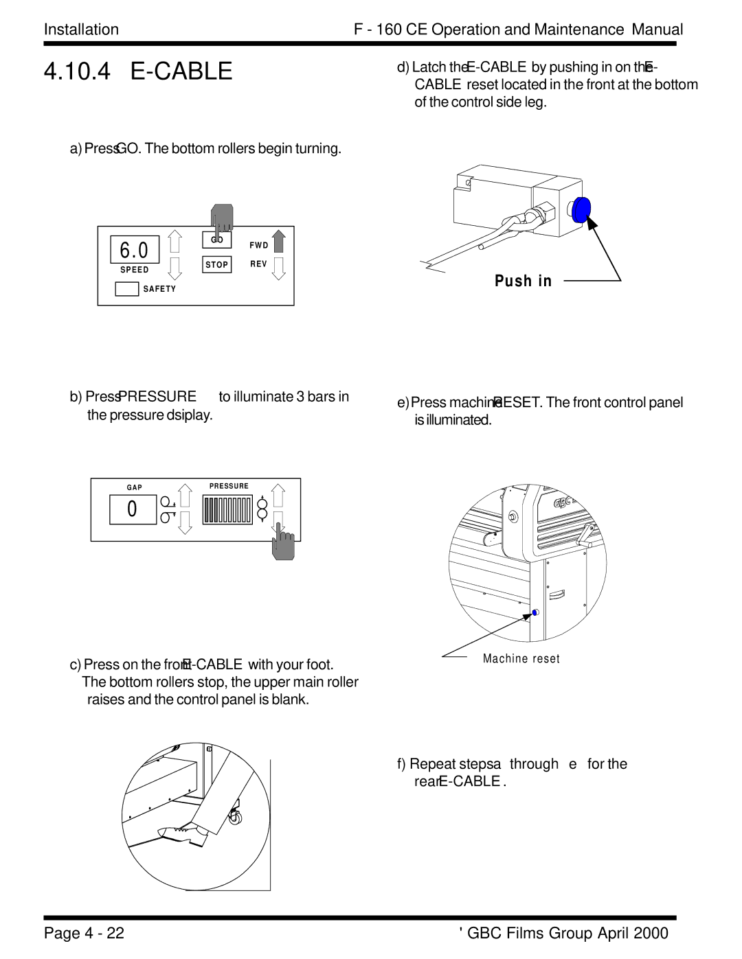 GBC F - 160 CE manual Cable, Push 