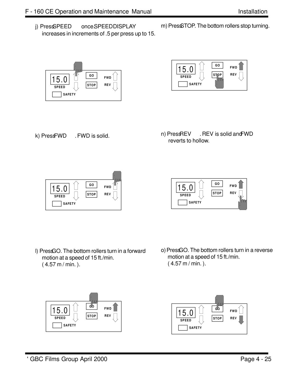 GBC F - 160 CE manual 15.0 