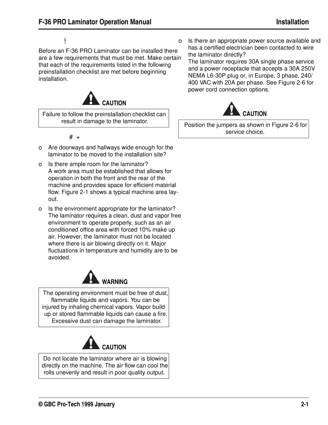 GBC F-36 manual   !,  # +, Position the jumpers as shown in -6 for Service choice 