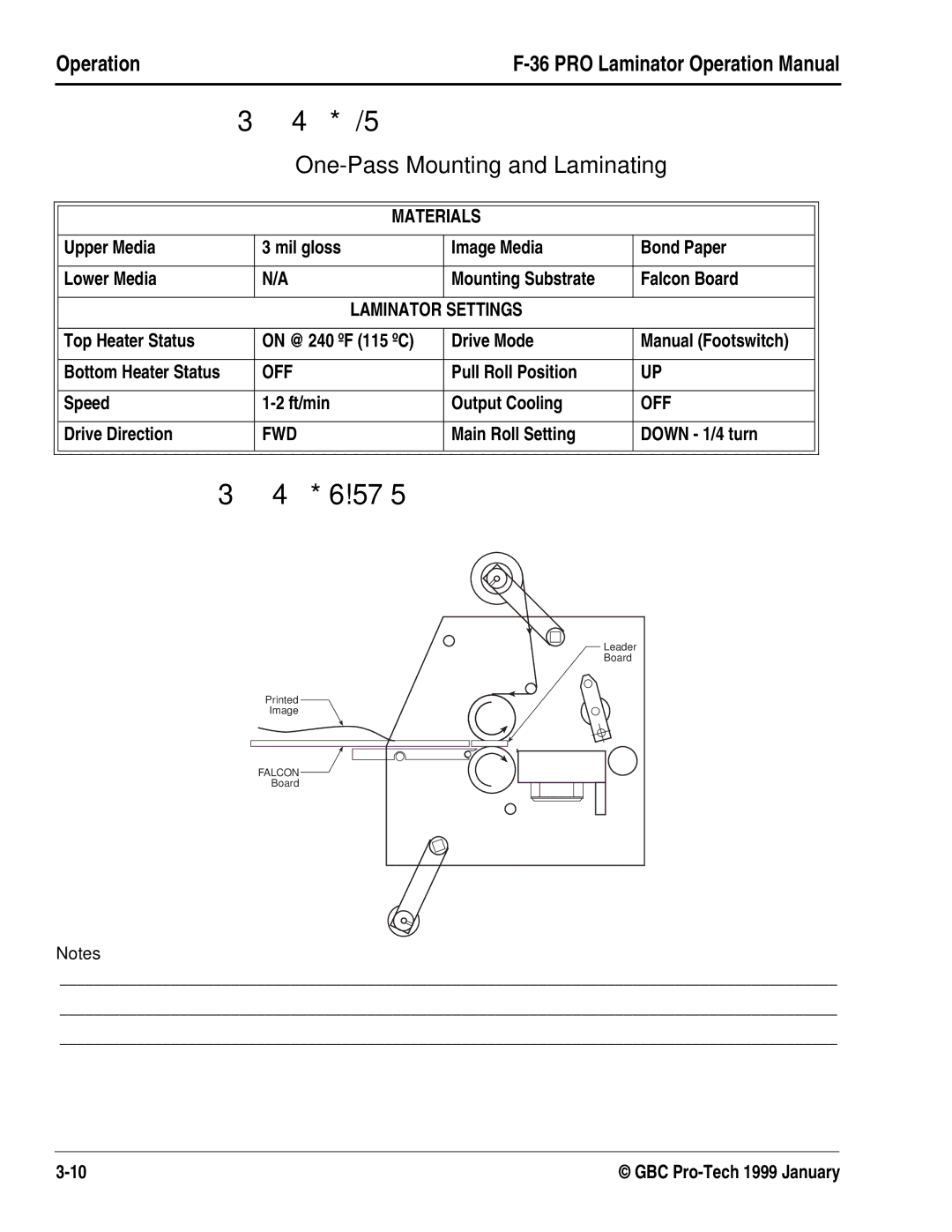 GBC F-36 manual 34*/5, 34*6!575, One-Pass Mounting and Laminating 