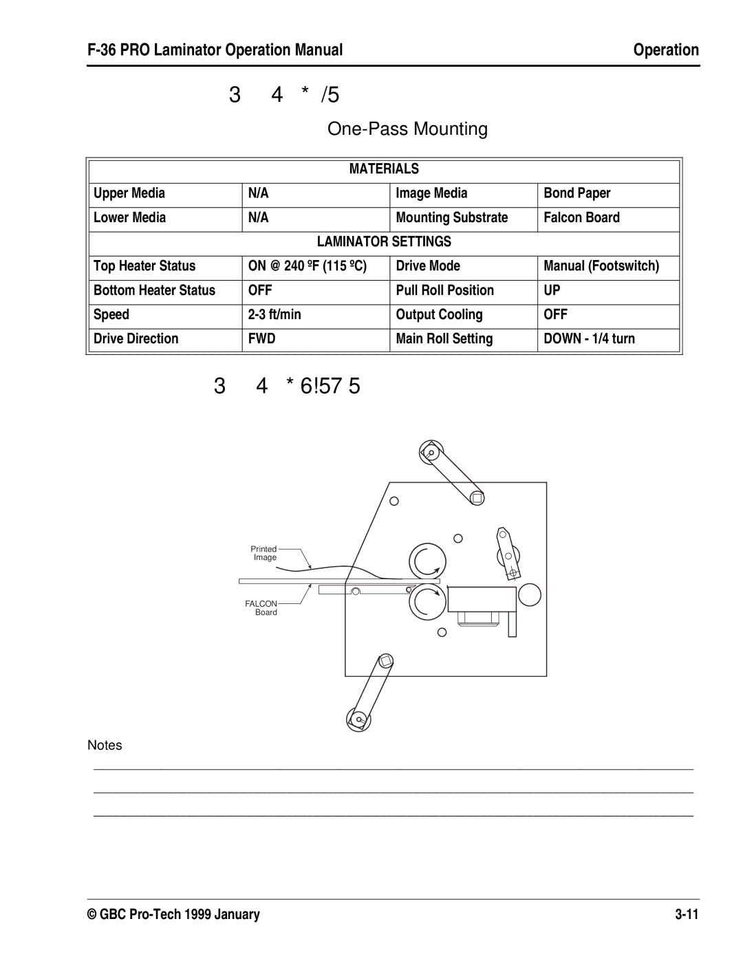 GBC F-36 manual 34*/5, 34*6!575, One-Pass Mounting 