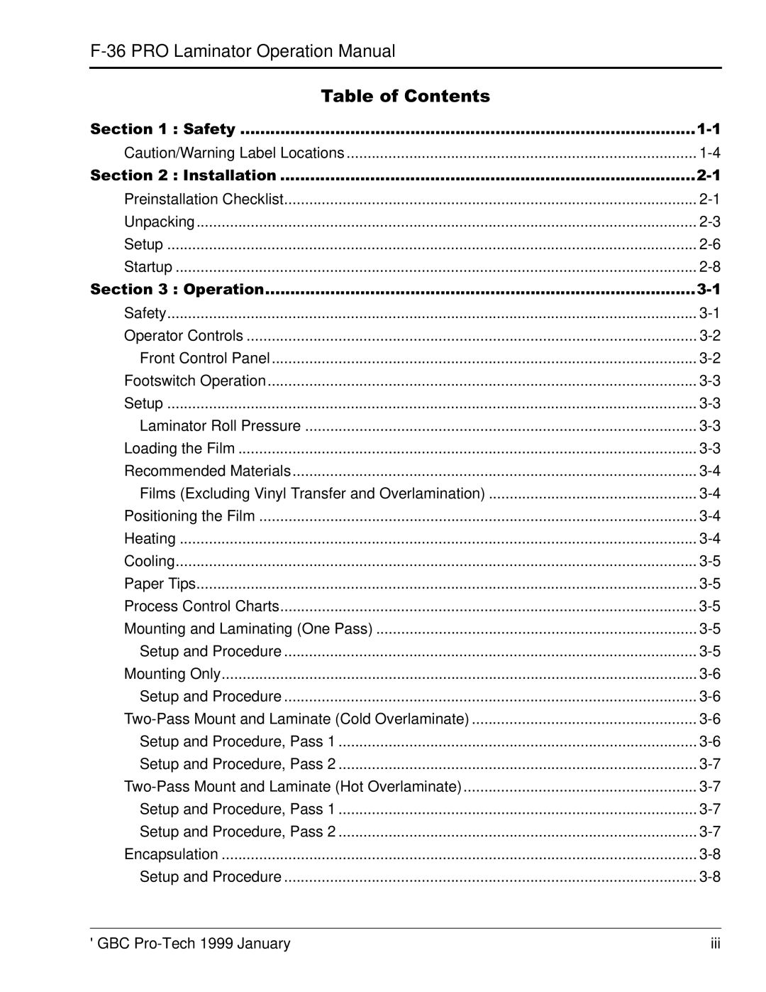 GBC F-36 manual   , Preinstallation Checklist Unpacking Setup Startup 