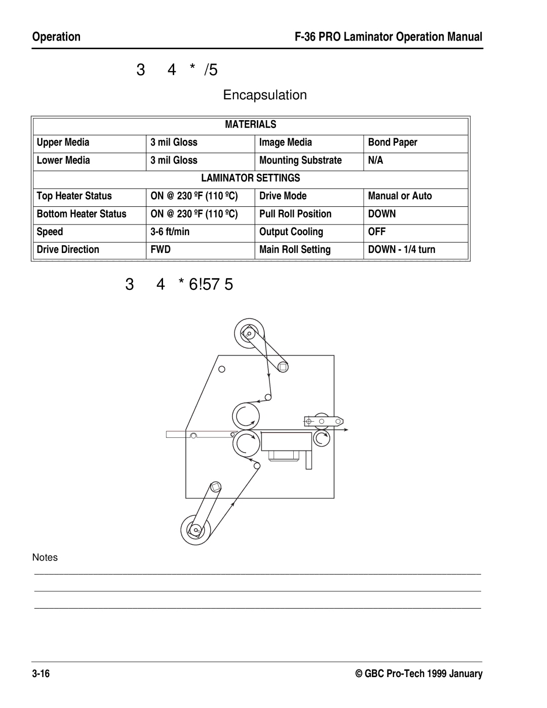 GBC F-36 manual 34*/5, 34*6!575, Encapsulation 