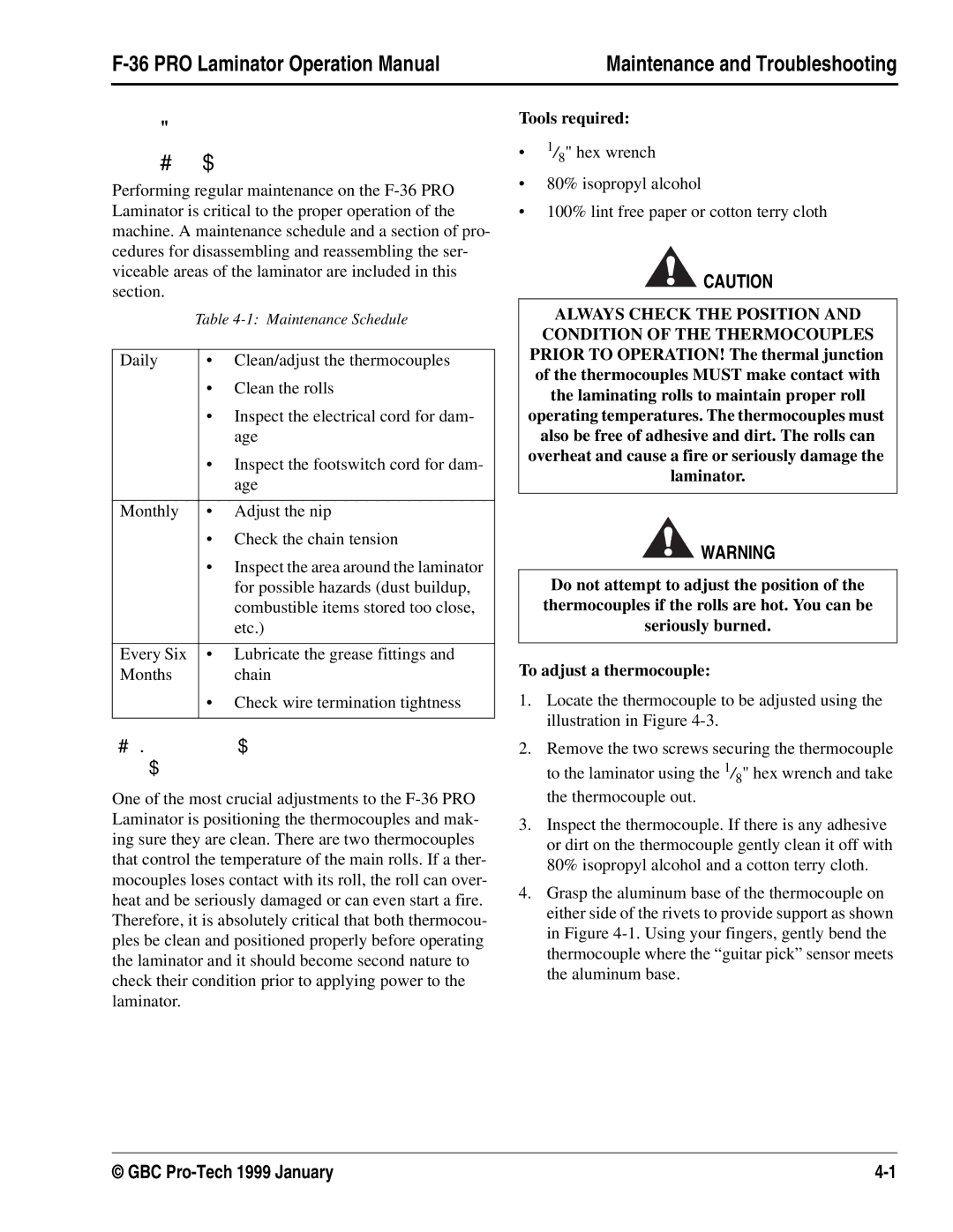 GBC F-36 manual  #$, Tools required 