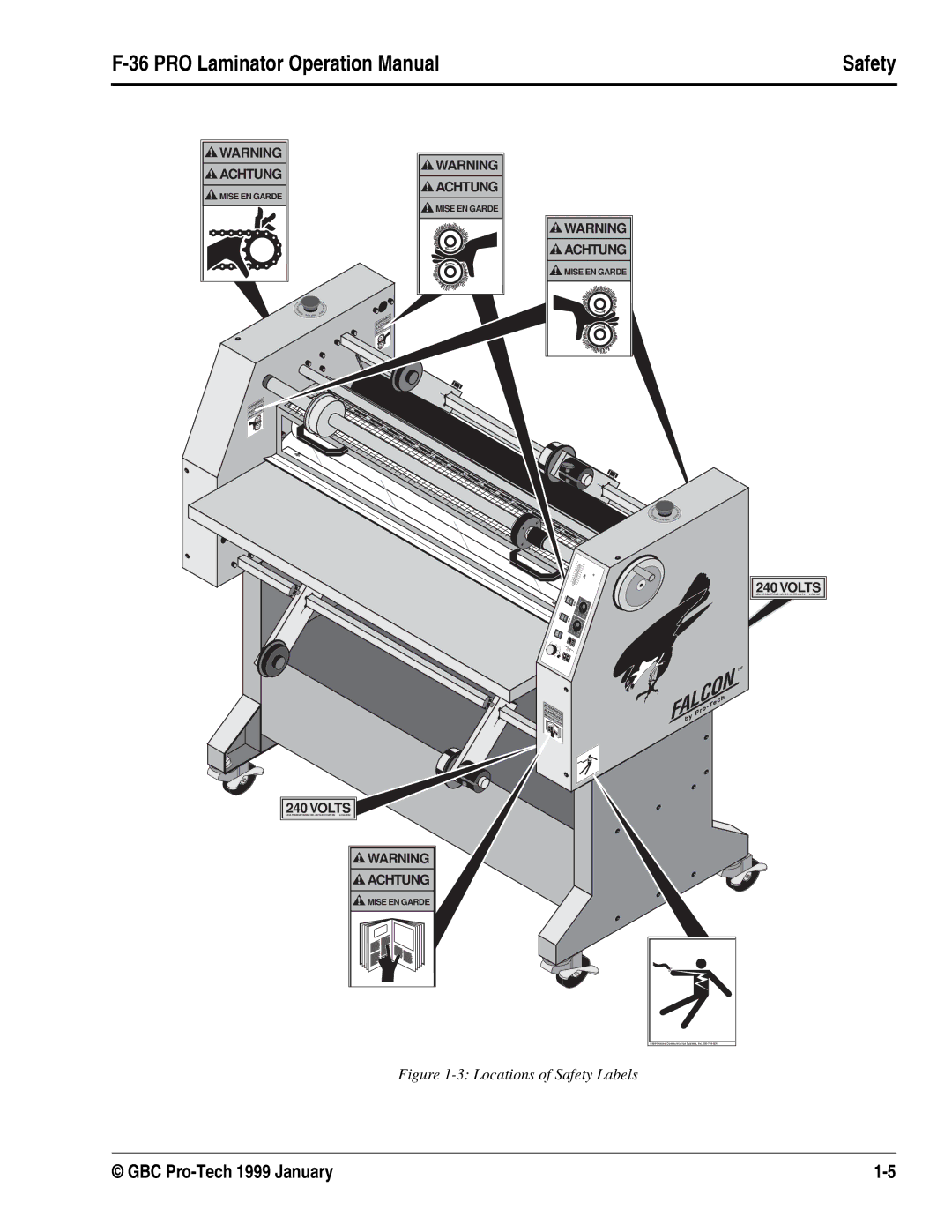 GBC F-36 manual Locations of Safety Labels 