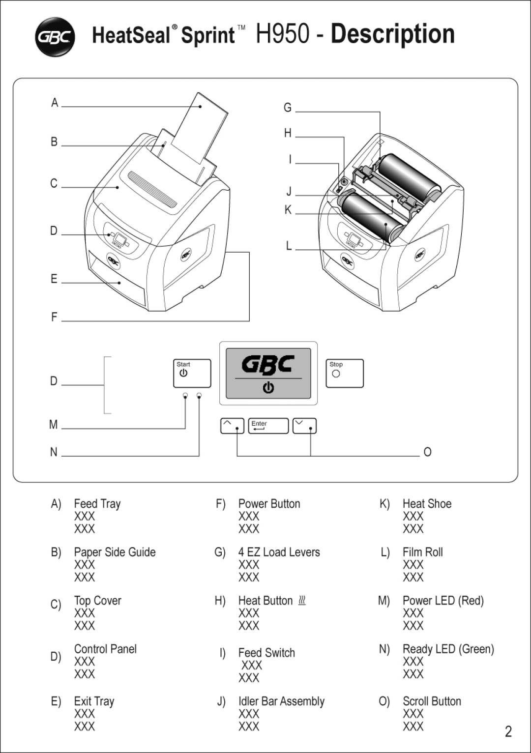 GBC H 950 manual 