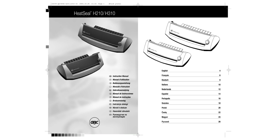 GBC instruction manual HeatSeal H210/ H310 