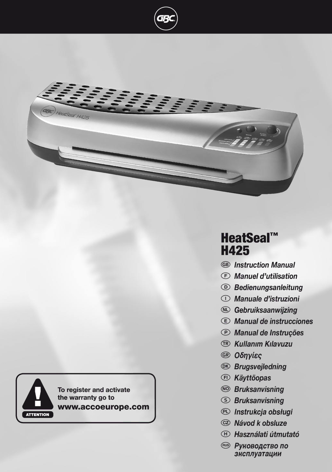 GBC instruction manual HeatSeal H425 