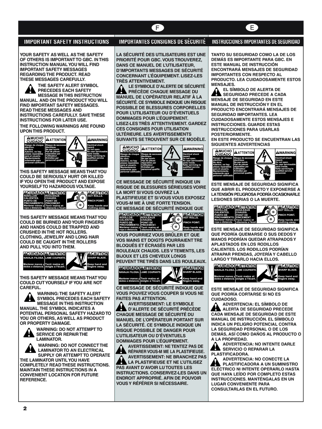 GBC H800 PRO-R manual Important Safety Instructions 