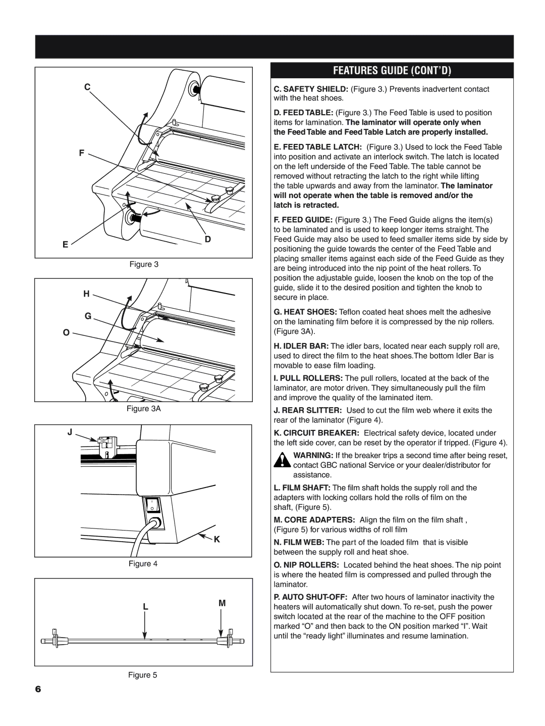 GBC H800 PRO-R manual Features Guide CONT’D 