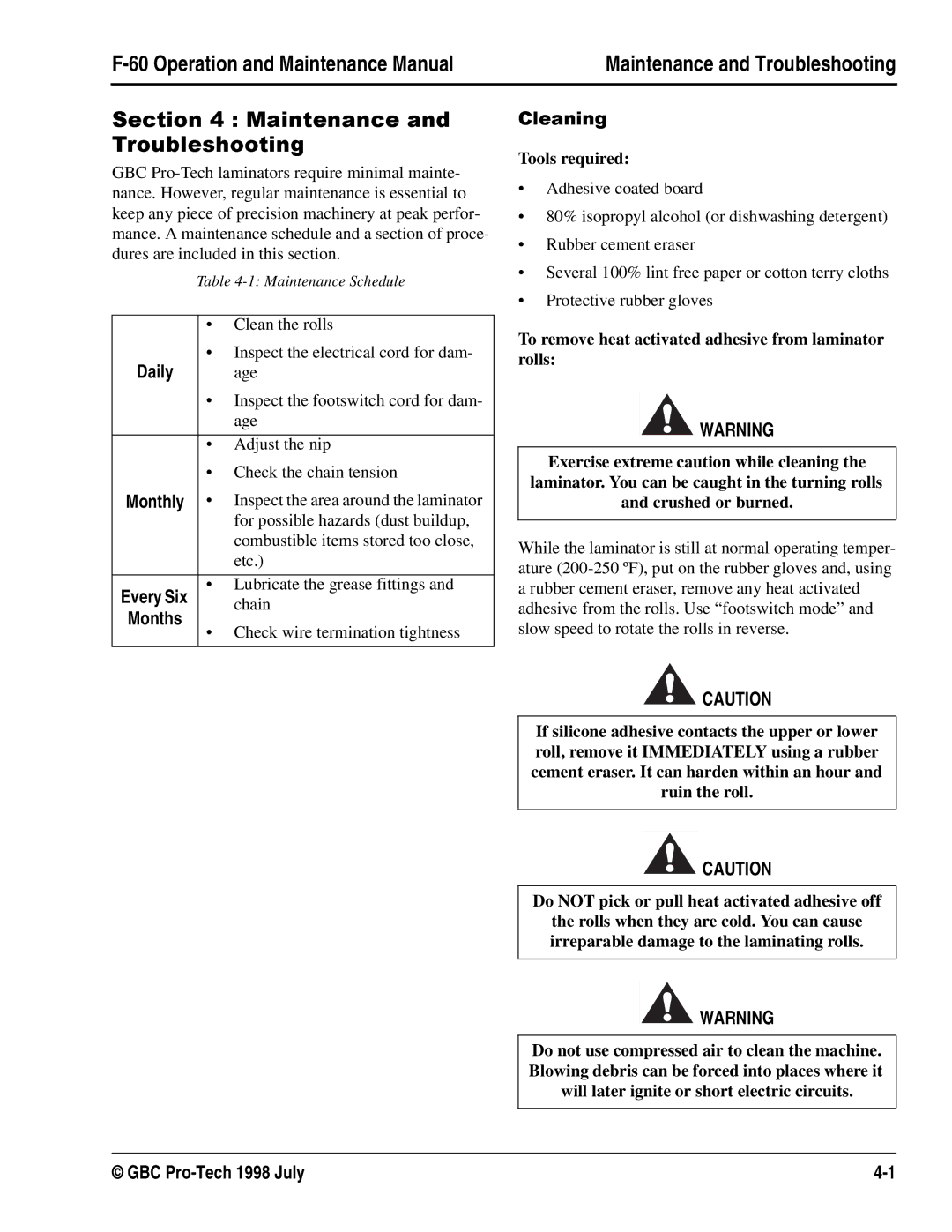 GBC Laminator manual 7URXEOHVKRRWLQJ 