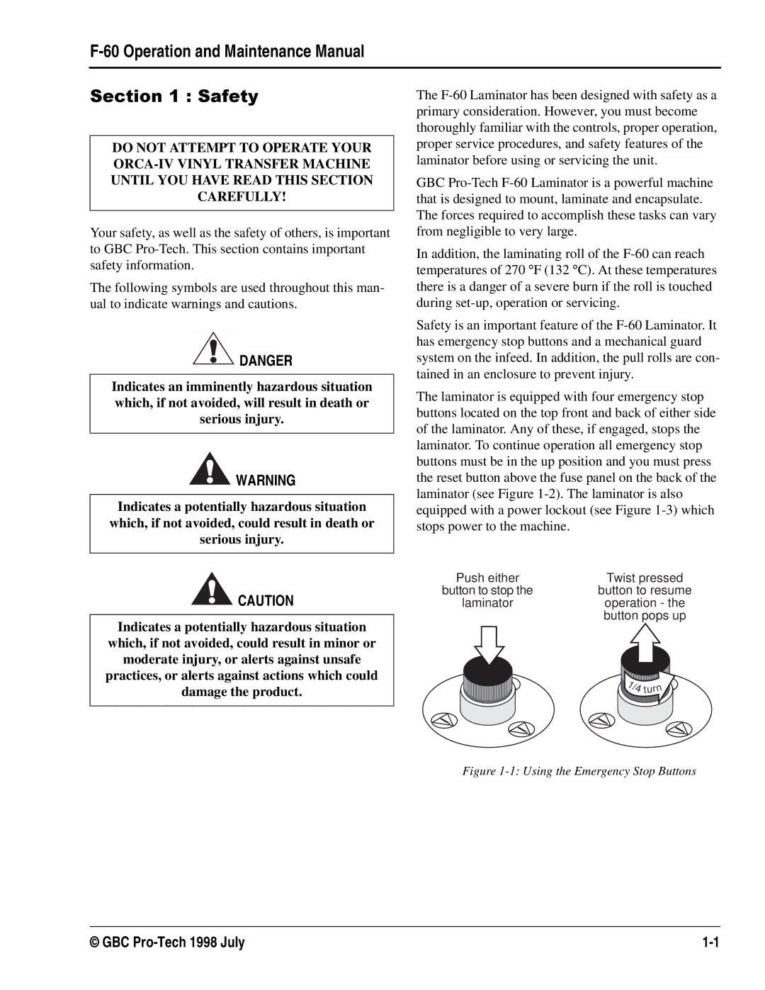 GBC Laminator manual Push either Twist pressed 