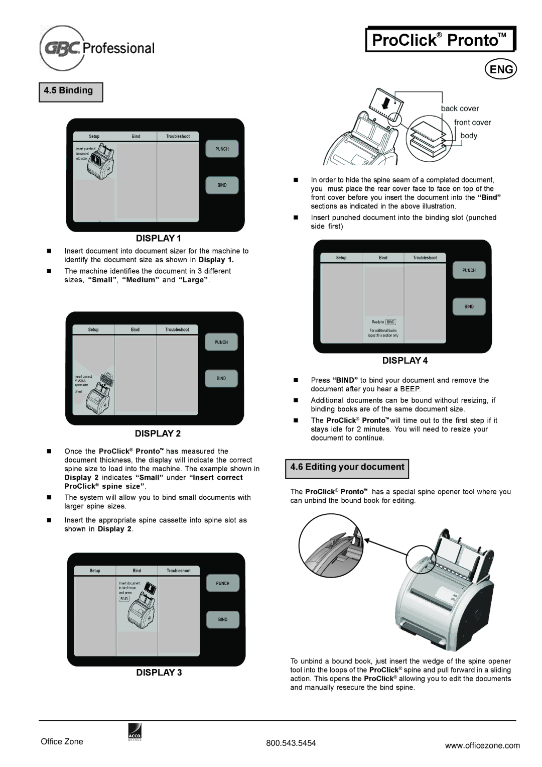 GBC P3000, P2000 manuel dutilisation Binding, Editing your document 