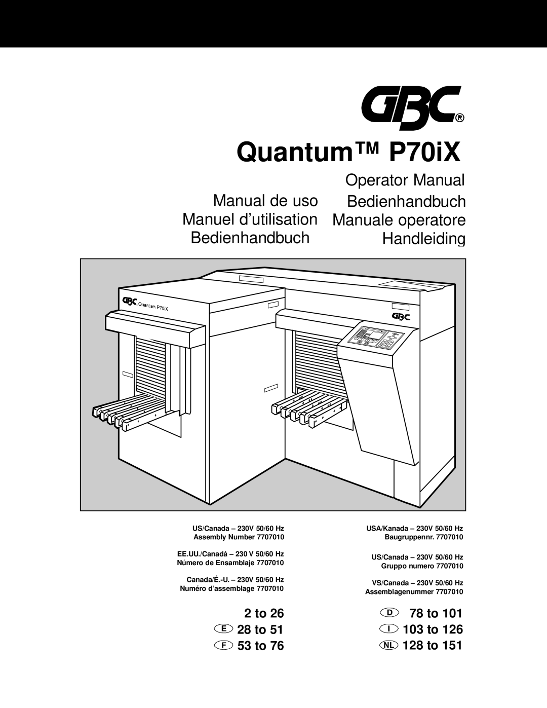 GBC P70IX manuel dutilisation Quantum P70iX 