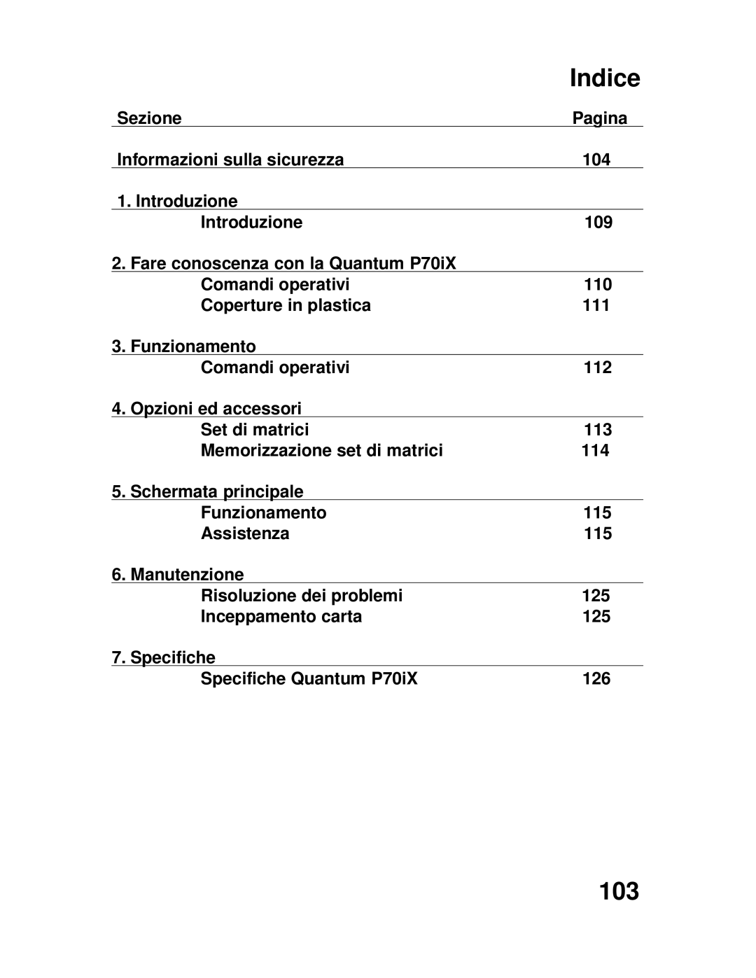 GBC P70IX manuel dutilisation Indice, 103 