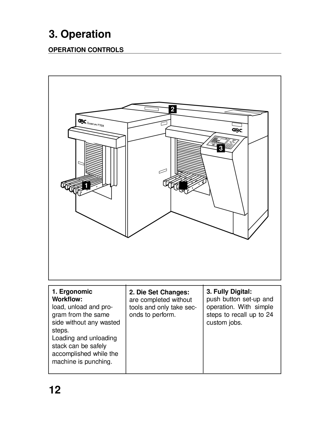 GBC P70IX manuel dutilisation Operation Controls, Ergonomic Die Set Changes Fully Digital Workflow 