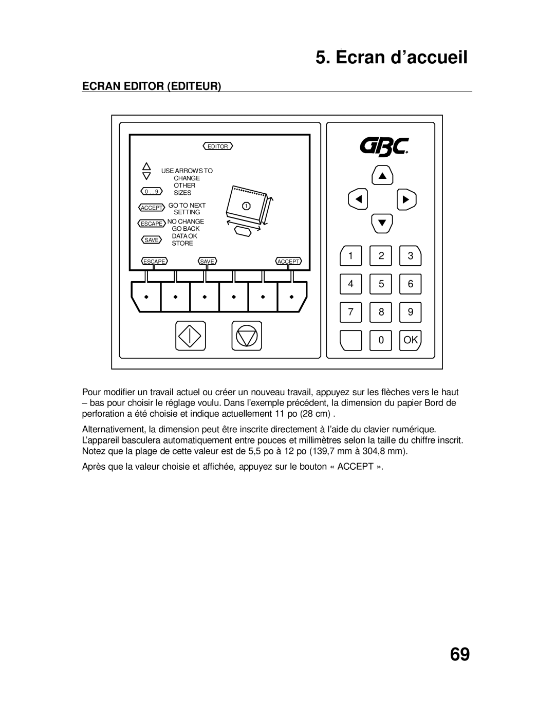 GBC P70IX manuel dutilisation Écran Editor Éditeur 