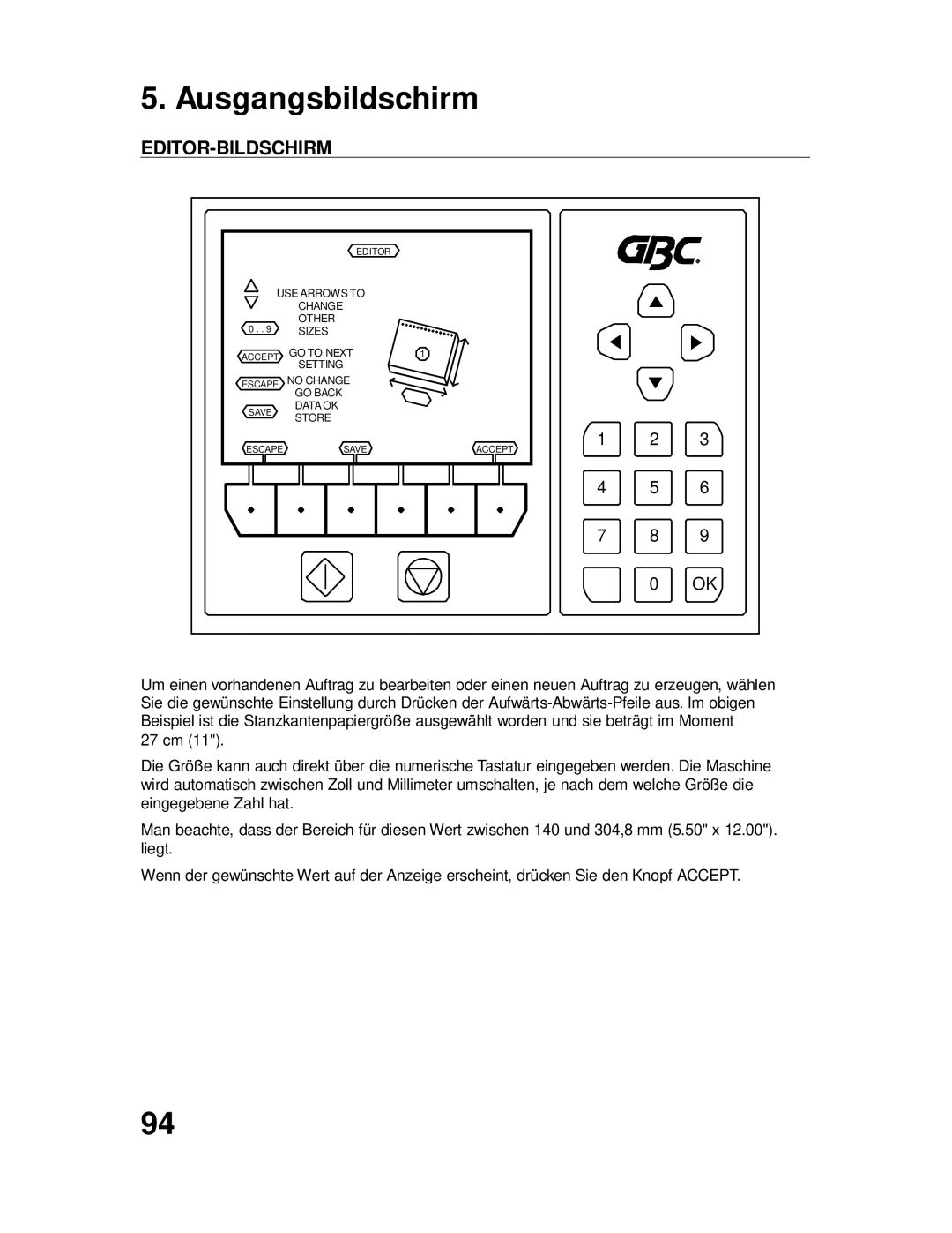 GBC P70IX manuel dutilisation Editor-Bildschirm 