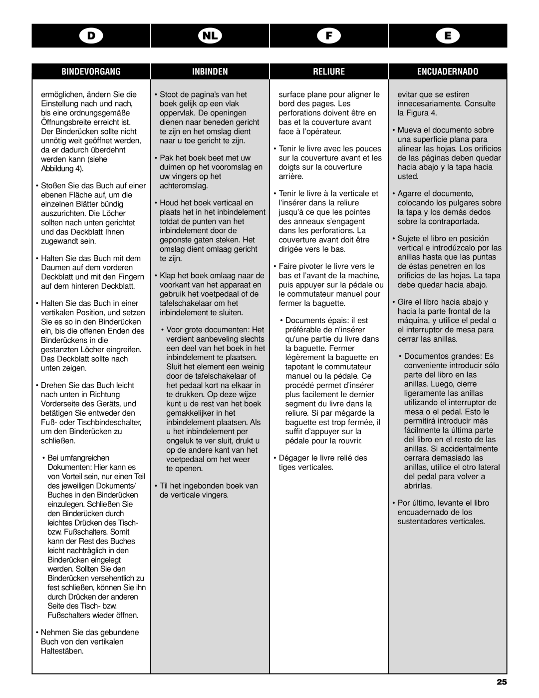 GBC PB2600 operating instructions Nehmen Sie das gebundene Buch von den vertikalen Haltestäben 