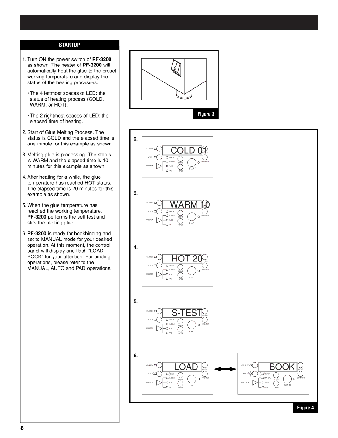 GBC PF3200 operation manual Book, Startup 