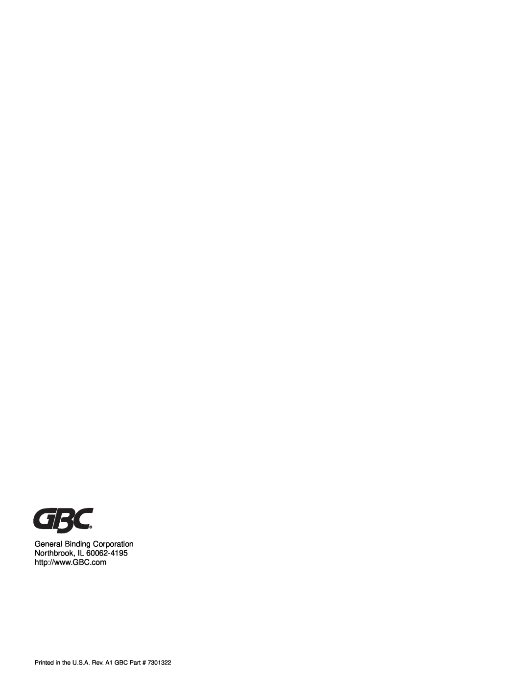 GBC PF3200 operation manual Printed in the U.S.A. Rev. A1 GBC 