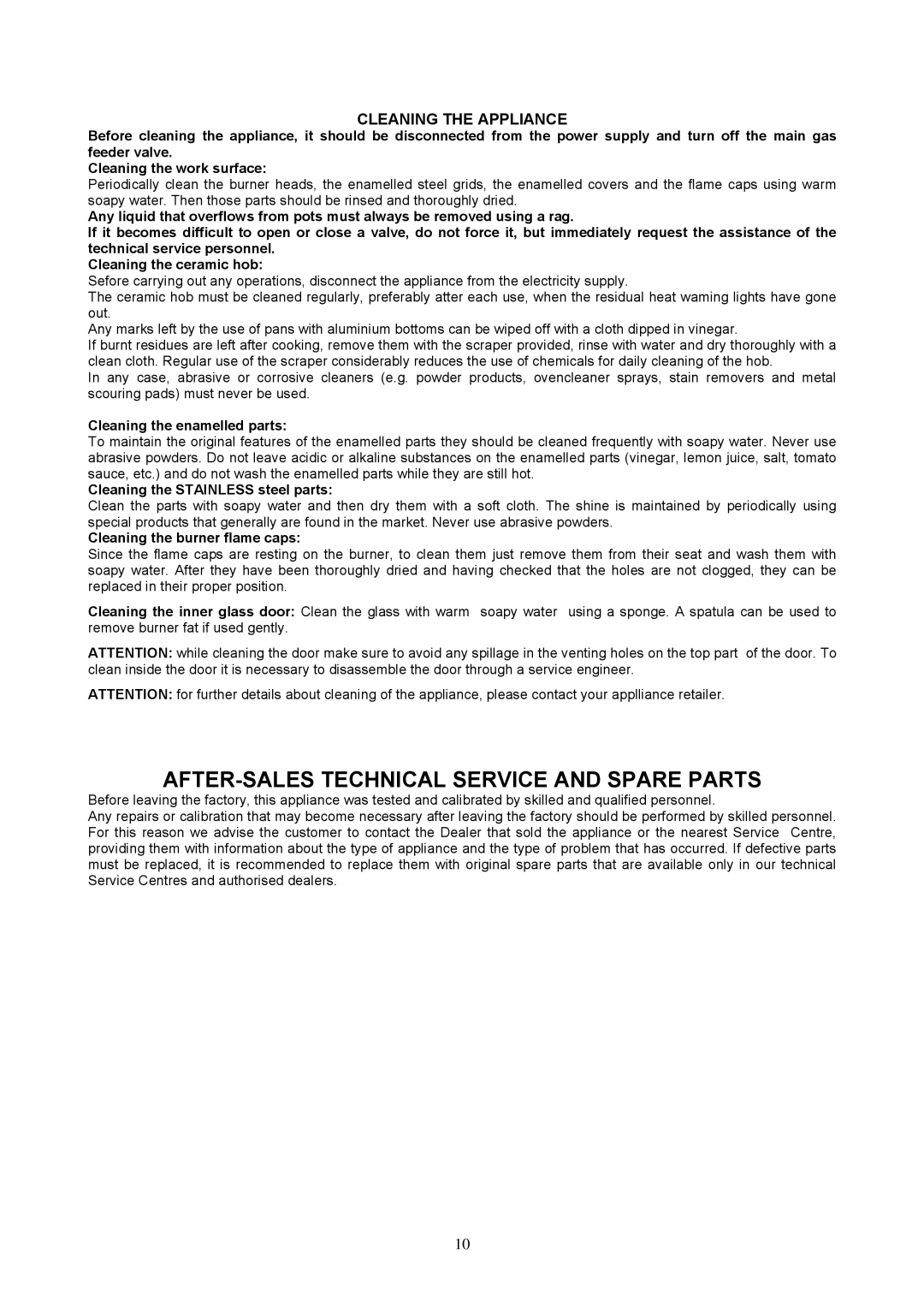 GBC type m6 manual Cleaning the Appliance, Cleaning the enamelled parts 