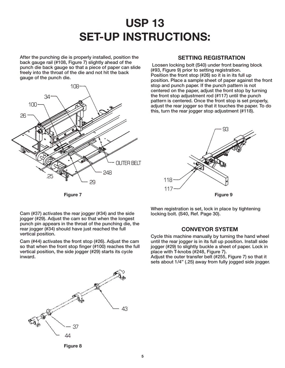 GBC USP 13 manual SET-UP Instructions, Outer Belt 