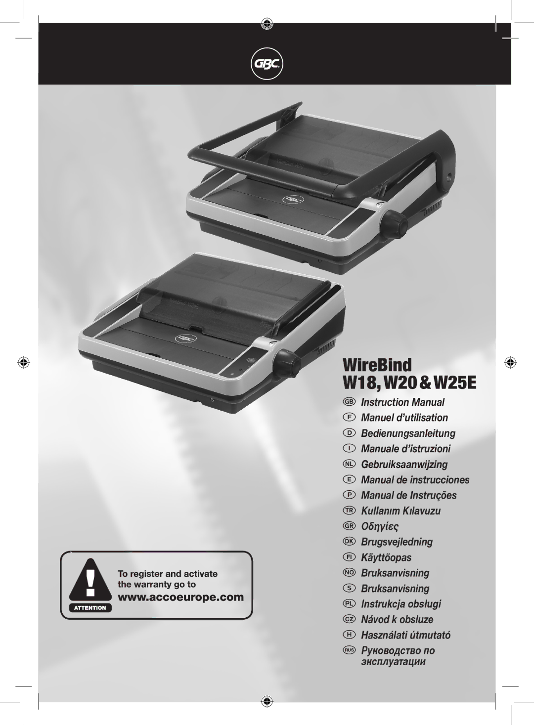 GBC instruction manual WireBind W18, W20 & W25E 