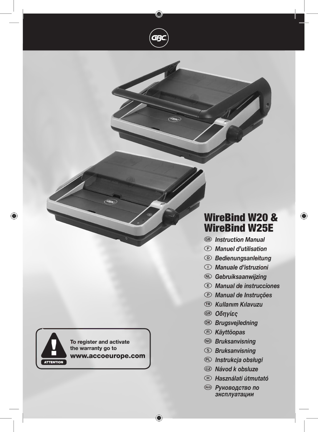 GBC instruction manual WireBind W20 & WireBind W25E 