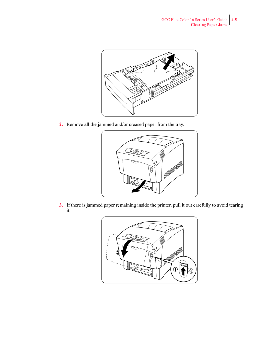 GCC Printers 16 manual Clearing Paper Jams 