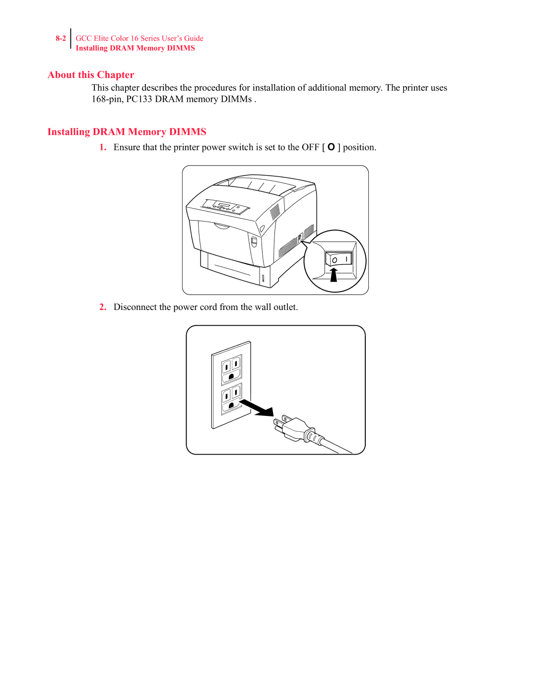 GCC Printers 16 manual About this Chapter, Installing Dram Memory Dimms 