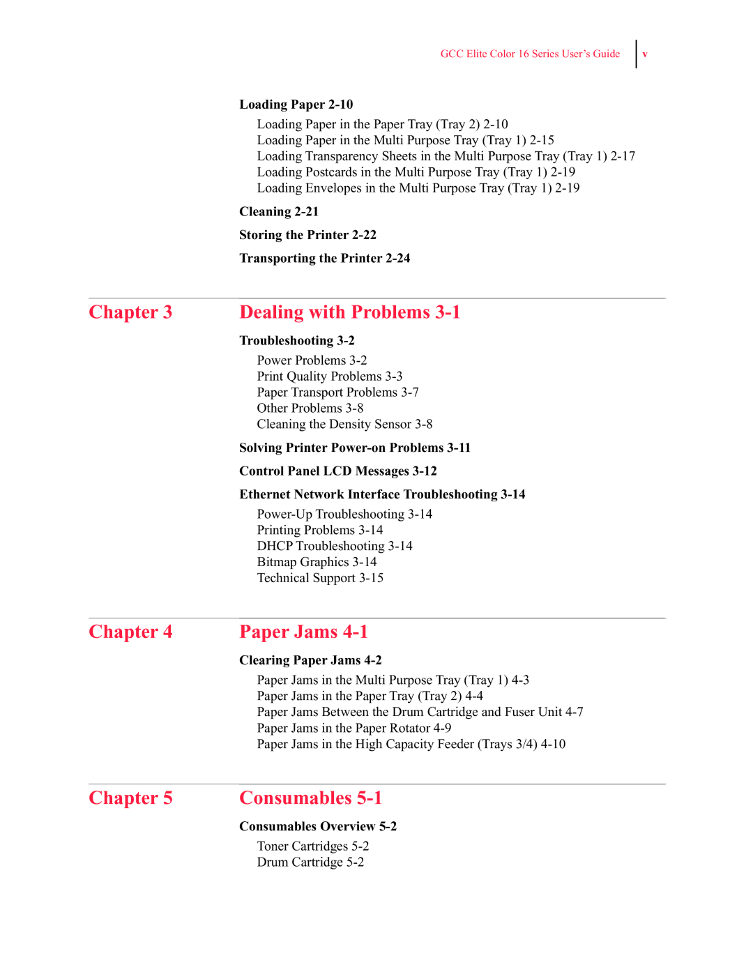 GCC Printers 16 manual Chapter Dealing with Problems 