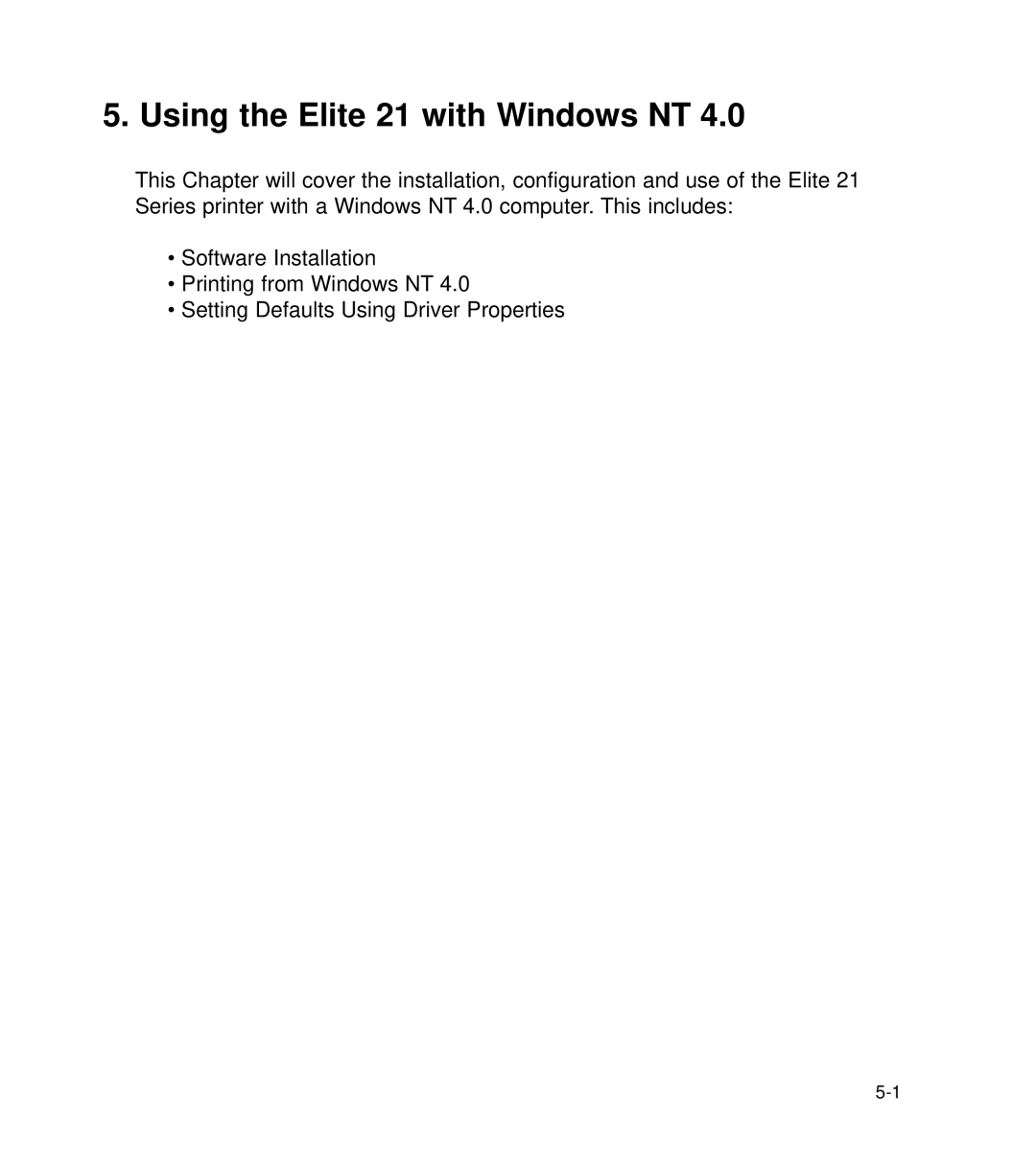 GCC Printers 21 Series manual Using the Elite 21 with Windows NT 