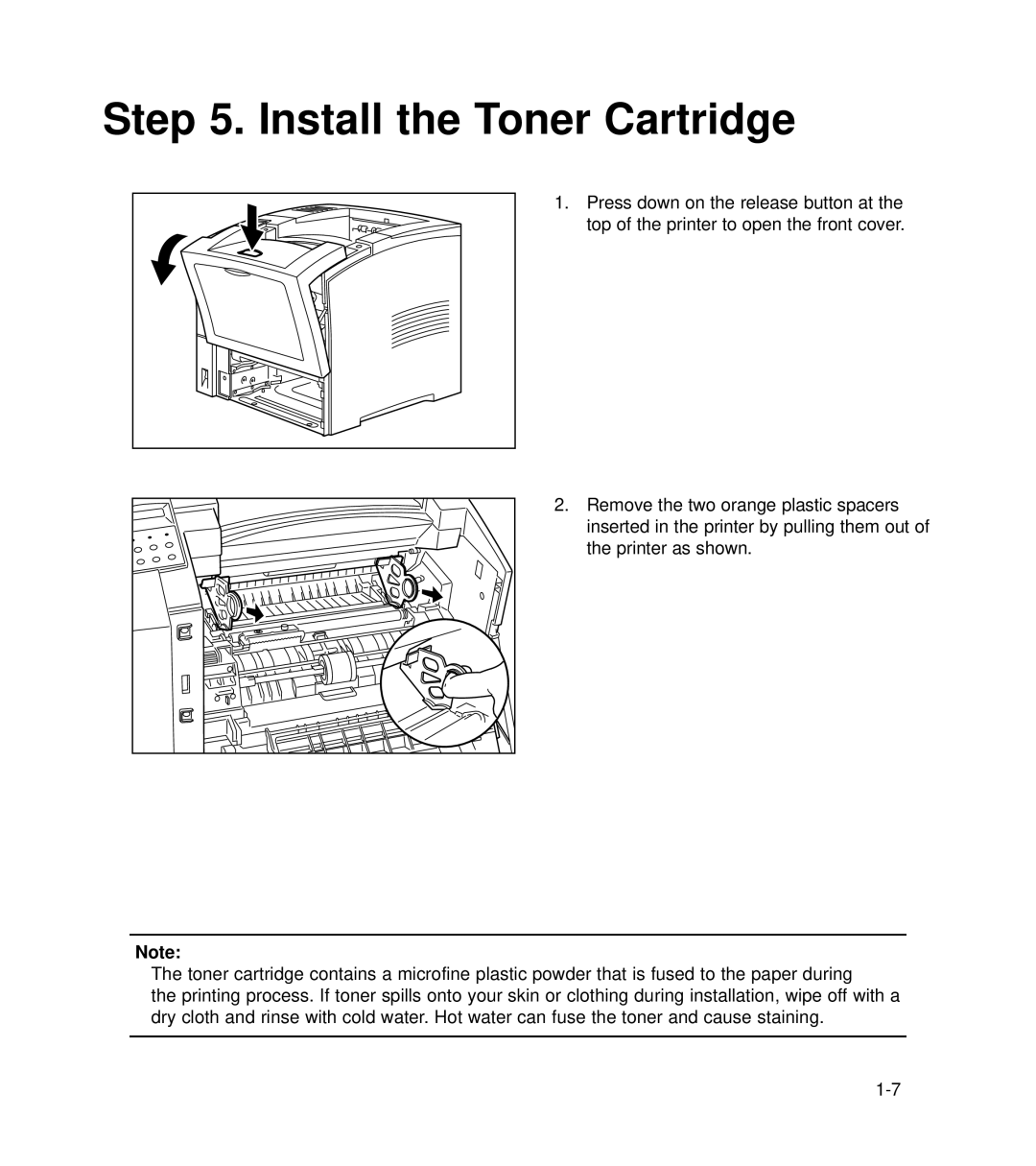 GCC Printers 21 Series manual Install the Toner Cartridge 