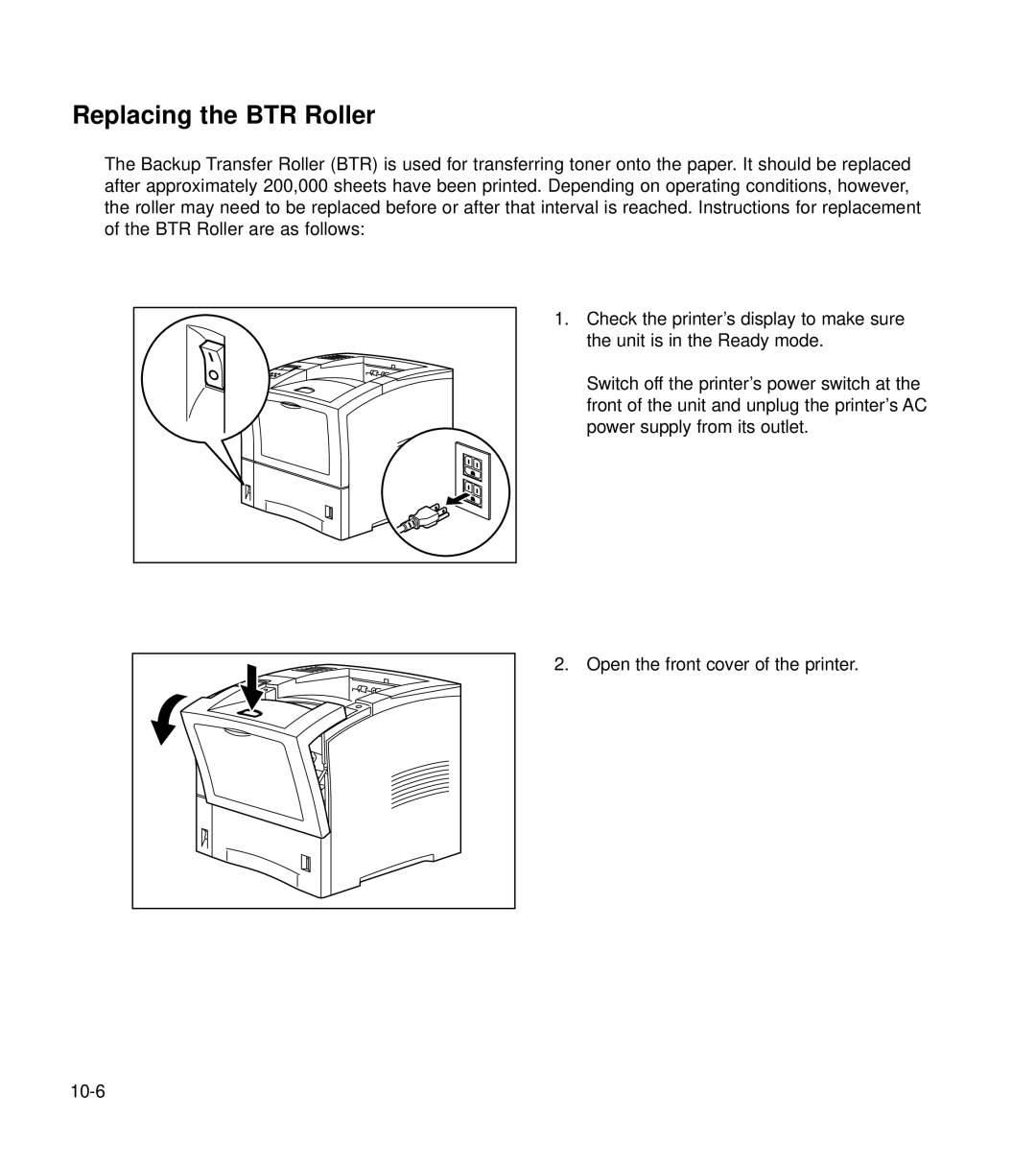 GCC Printers 21 Series manual Replacing the BTR Roller 