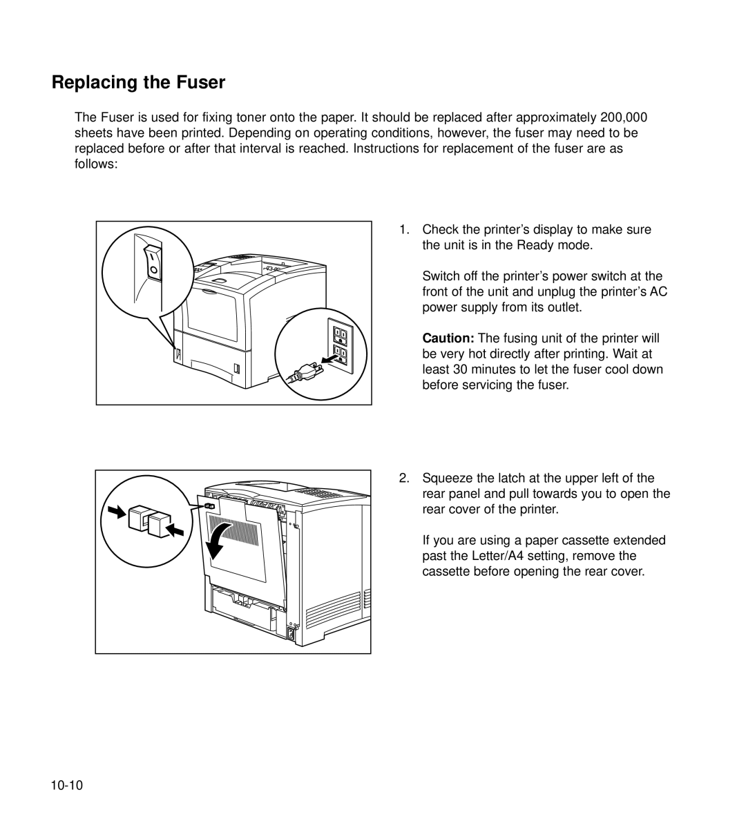 GCC Printers 21 Series manual Replacing the Fuser 