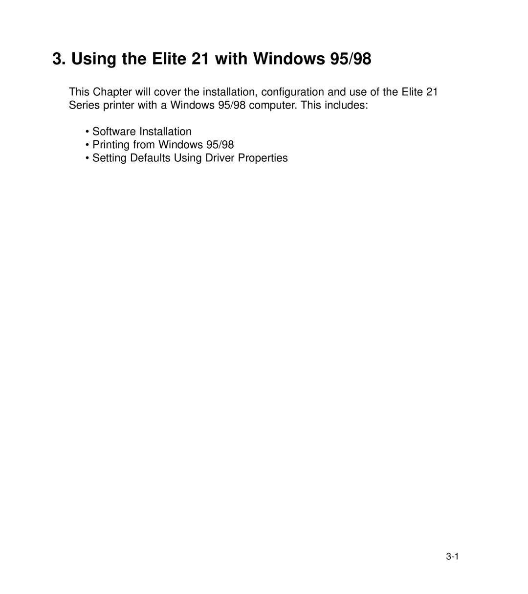 GCC Printers 21 Series manual Using the Elite 21 with Windows 95/98 