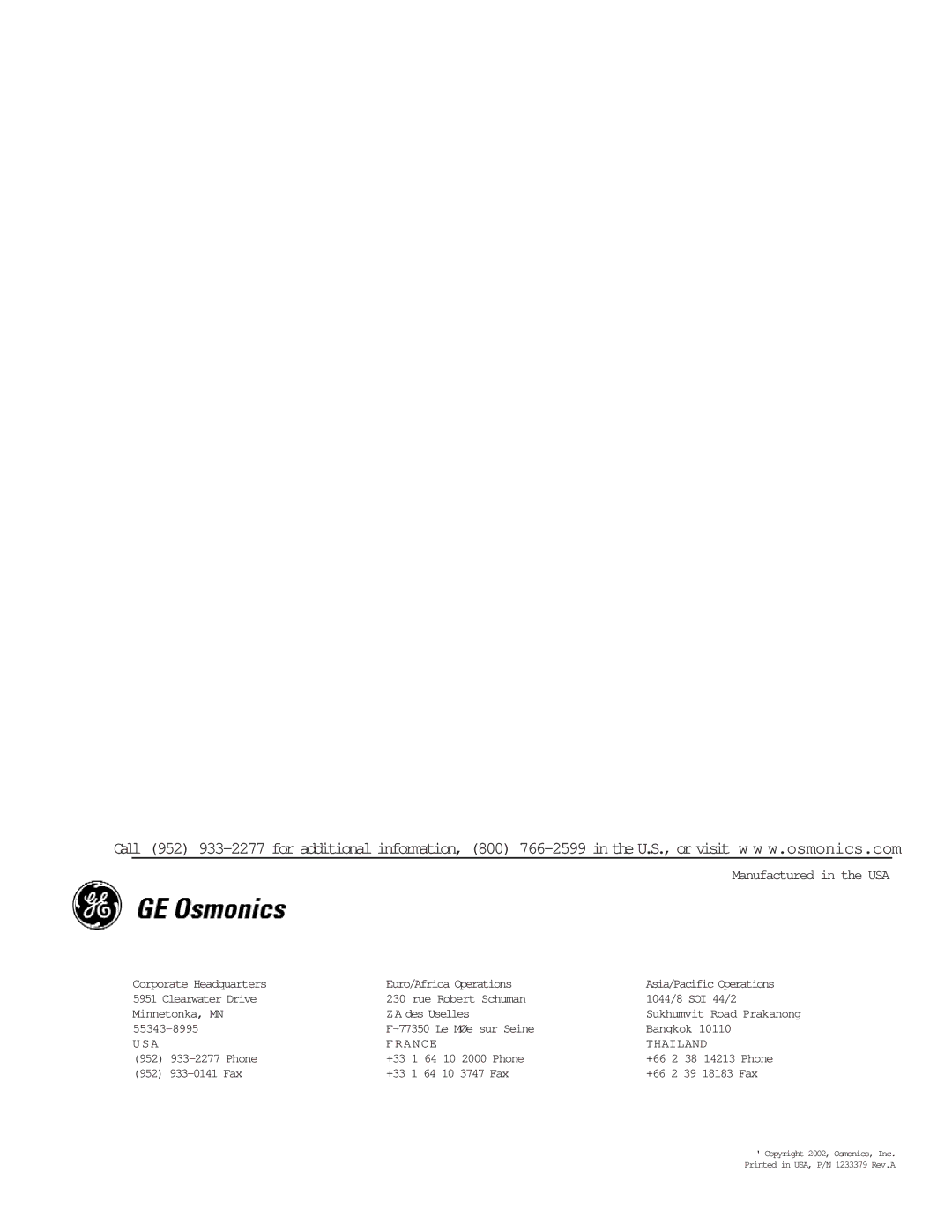 GE 000 gpd to 288, E4H-CE Series, E8-CE Series manual Manufactured in the USA 