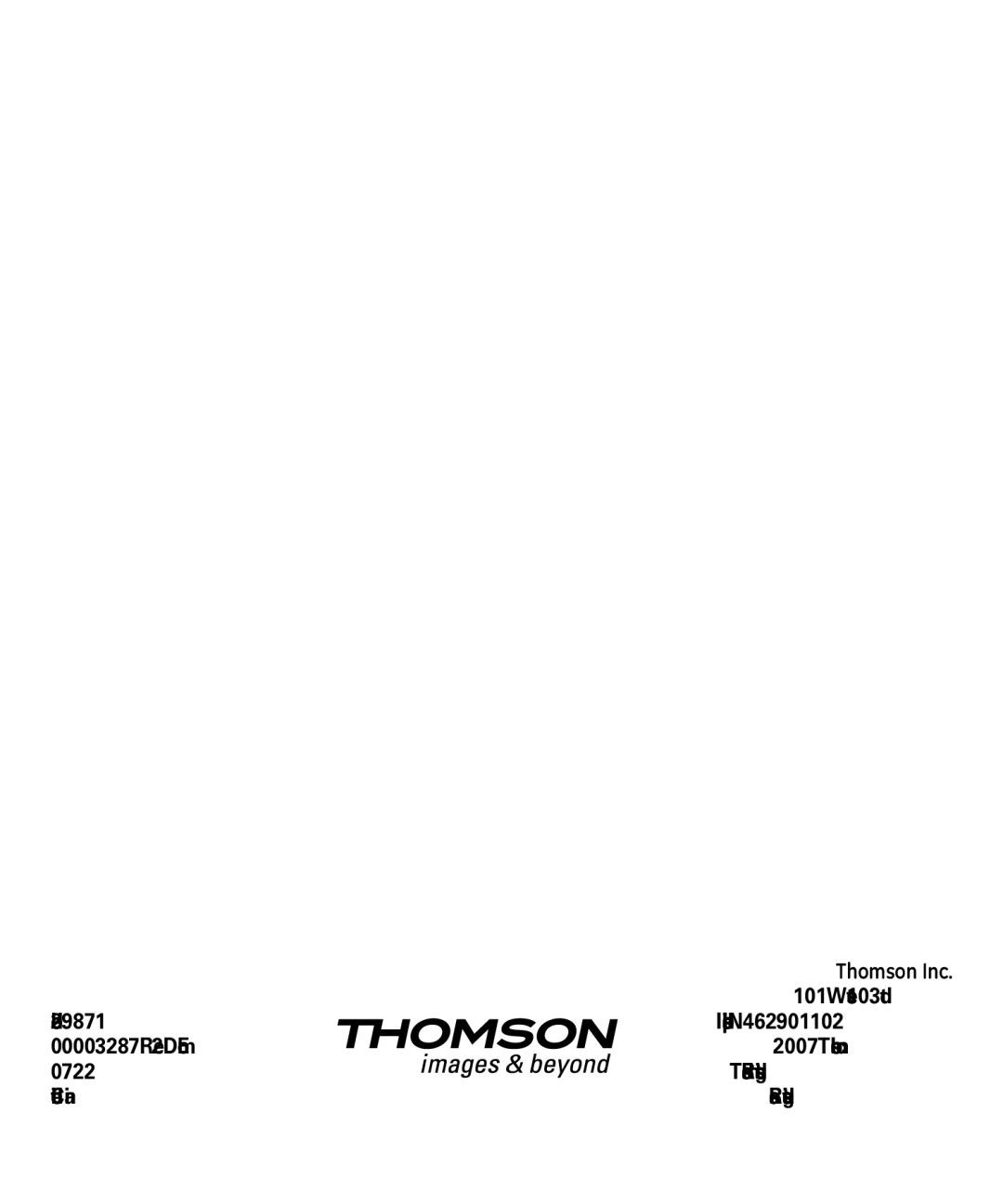 GE 00003287 manual Thomson Inc 