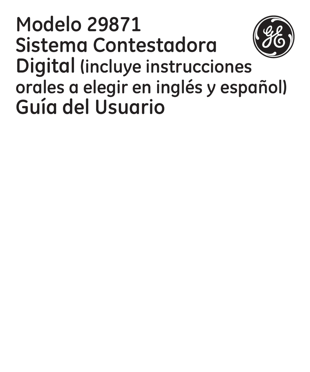 GE 00003287 manual Modelo Sistema Contestadora 